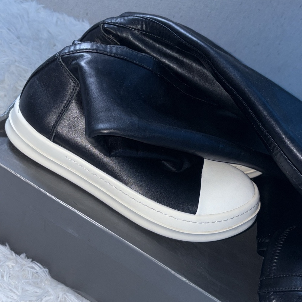 Rick Owens Black and White Ankle Boots